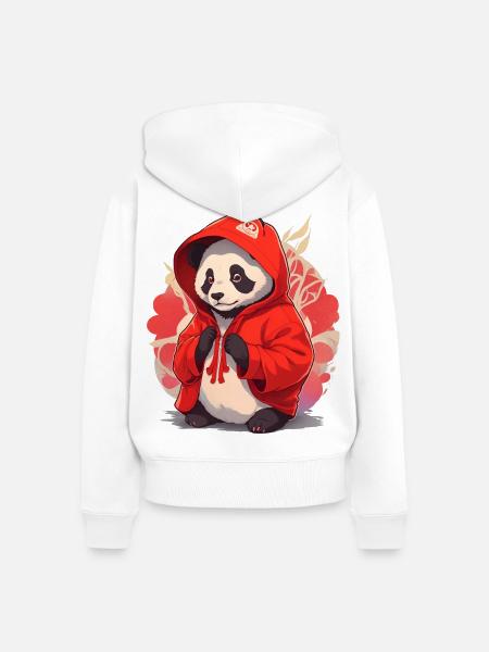 Panda mit Hoody - Frauen Premium Bio Zip Hoodie - Weiß