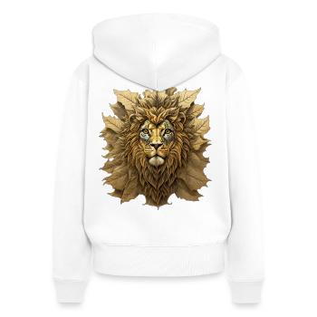 Autumn Leaf Lion Portrait - Women's Premium Organic Zip Hoodie - white - Back - AI Model Female 172 light (172cm)