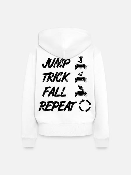 Jump Trick Fall Repeat - Frauen Premium Bio Zip Hoodie - Weiß