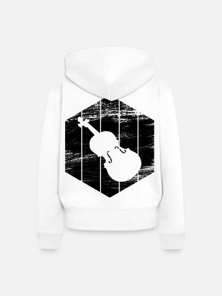 Geige Zeichnung - Frauen Premium Bio Zip Hoodie - Weiß