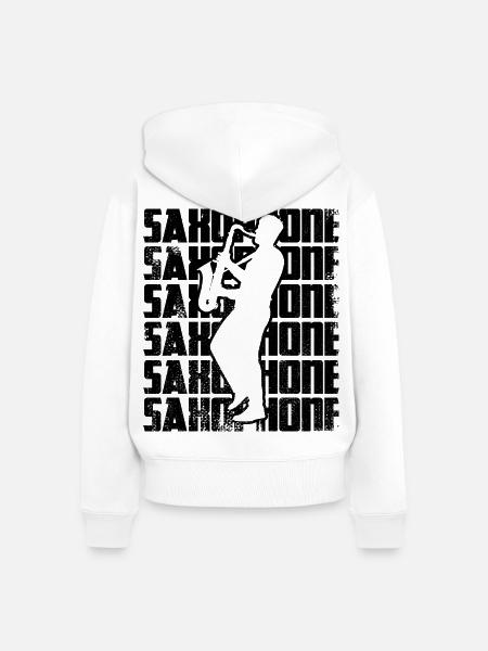 Saxophon - Frauen Premium Bio Zip Hoodie - Weiß