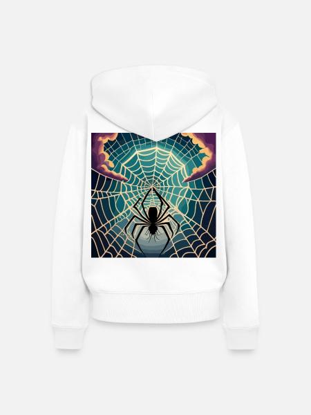 A spiderweb spider moon - Frauen Premium Bio Zip Hoodie - Weiß