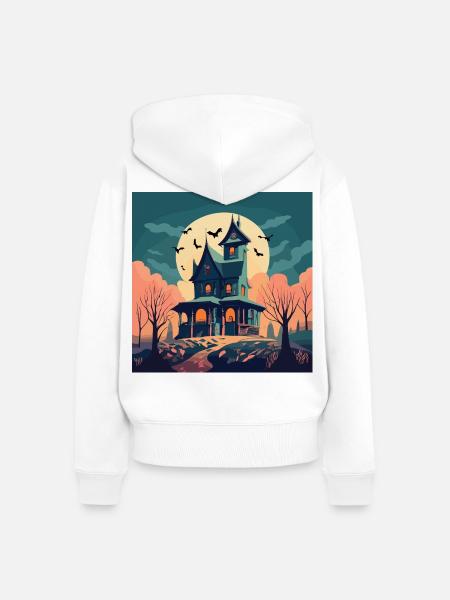 Haunted House - Frauen Premium Bio Zip Hoodie - Weiß