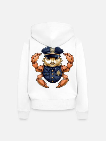 Krebs Polizei - Frauen Premium Bio Zip Hoodie - Weiß