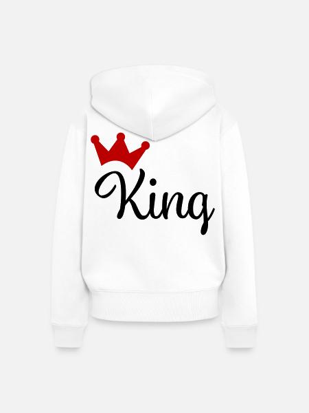 King mit Krone - Frauen Premium Bio Zip Hoodie - Weiß