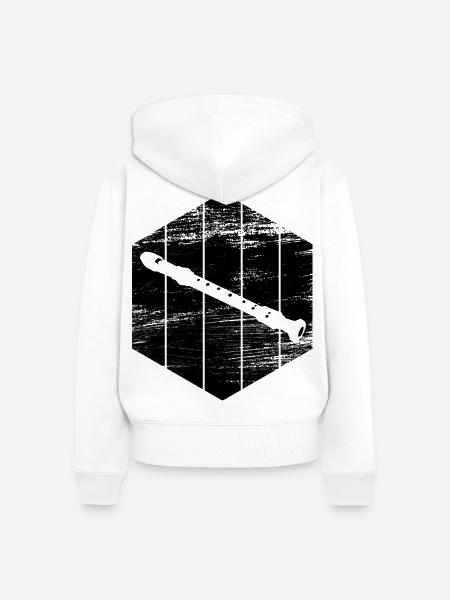 Flöte - Frauen Premium Bio Zip Hoodie - Weiß