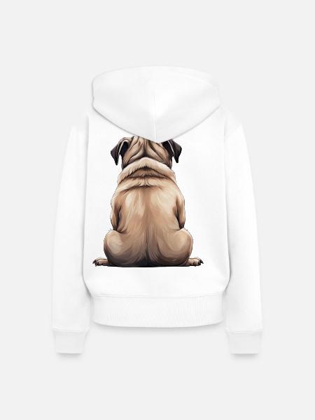 Mops - Frauen Premium Bio Zip Hoodie - Weiß