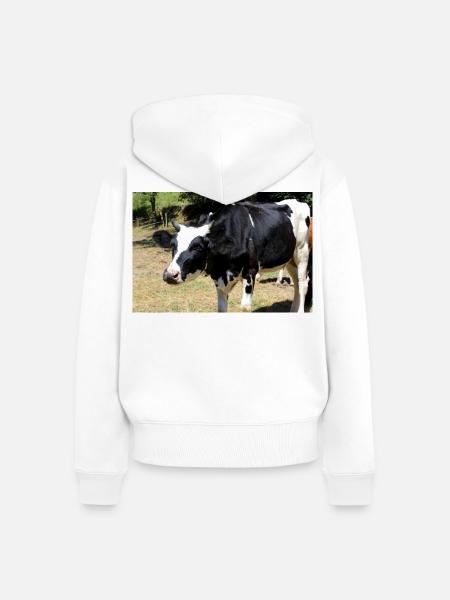 Kuh Poster - Frauen Premium Bio Zip Hoodie - Weiß