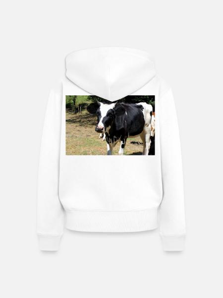 Kuh Poster - Frauen Premium Bio Zip Hoodie - Weiß