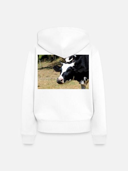 Kuh Poster - Frauen Premium Bio Zip Hoodie - Weiß