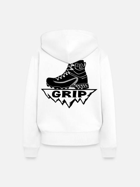 Wanderschuh [Schwarz] - Frauen Premium Bio Zip Hoodie - Weiß