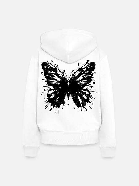 Schmetterling - Frauen Premium Bio Zip Hoodie - Weiß