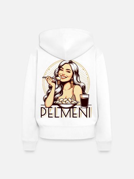 Pelmeni lecker Geschenk - Frauen Premium Bio Zip Hoodie - Weiß