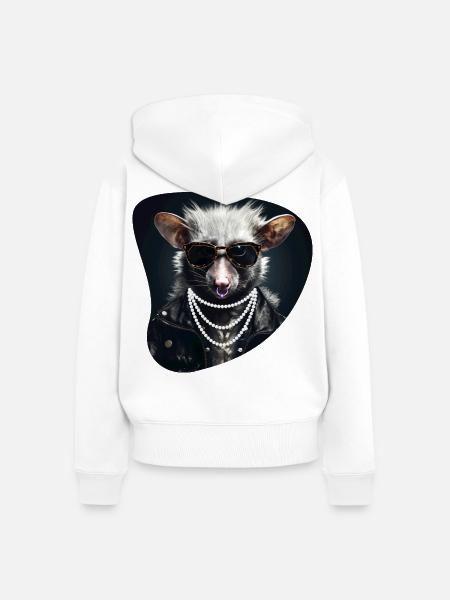 Hartgestein-Opossum - Frauen Premium Bio Zip Hoodie - Weiß