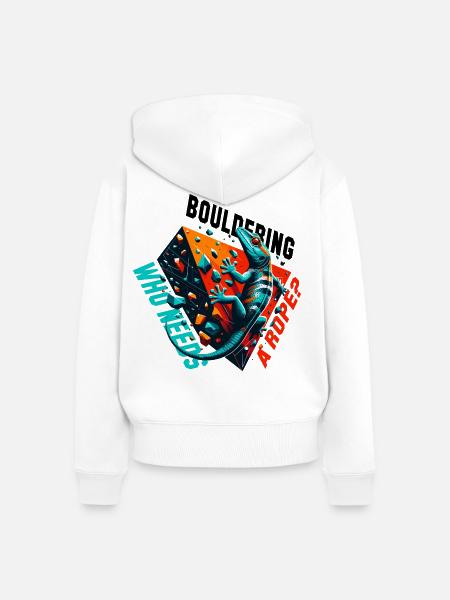 Bouldern Gecko Seil? Geschenk - Frauen Premium Bio Zip Hoodie - Weiß