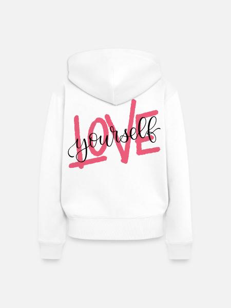 LOVE yourself - Frauen Premium Bio Zip Hoodie - Weiß