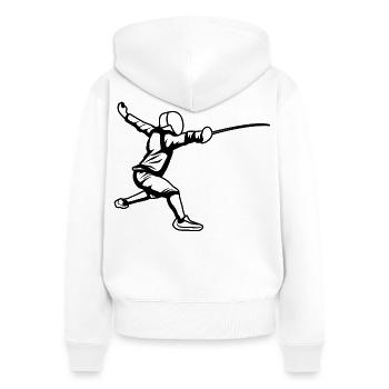 Fechter Skizze - Frauen Premium Bio Zip Hoodie - Weiß - Hinten - AI Model Female 172 light (172cm)