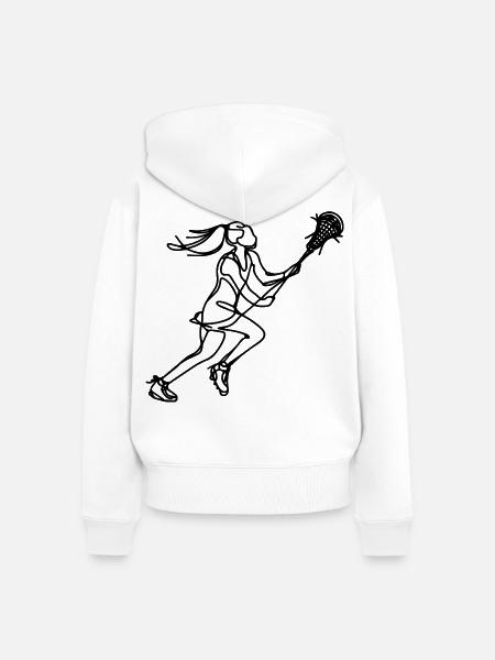 Lacrosse Mädchen - Frauen Premium Bio Zip Hoodie - Weiß