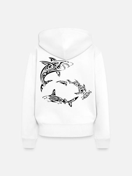 Polynesische Schwarzhaie - Frauen Premium Bio Zip Hoodie - Weiß