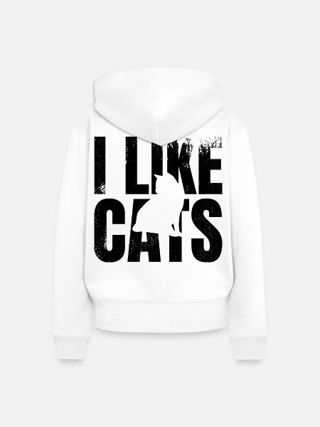 Katzenliebe - Frauen Premium Bio Zip Hoodie - Weiß