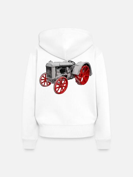 Traktor Model F - Frauen Premium Bio Zip Hoodie - Weiß