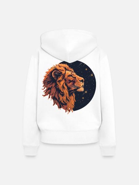 Löwe mit Sternenhimmel - Frauen Premium Bio Zip Hoodie - Weiß