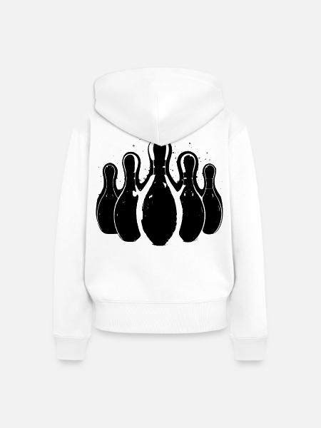 Bowling Grafik - Frauen Premium Bio Zip Hoodie - Weiß