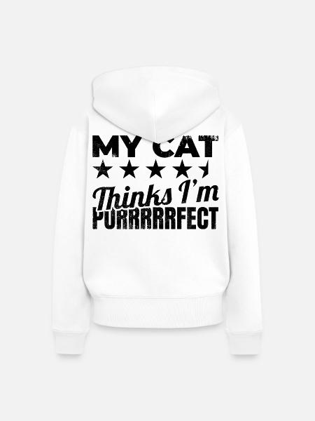 Katzenbesitzer Witz - Frauen Premium Bio Zip Hoodie - Weiß