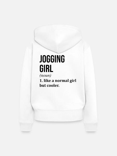 Joggen Joggen Joggen Joggen - Frauen Premium Bio Zip Hoodie - Weiß