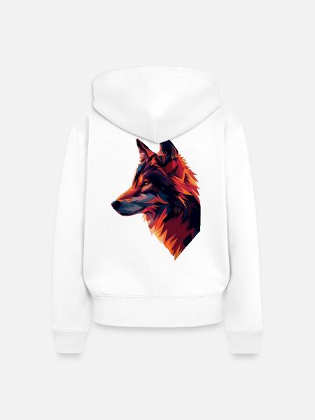 Bunte Wolfsillustration - Frauen Premium Bio Zip Hoodie - Weiß
