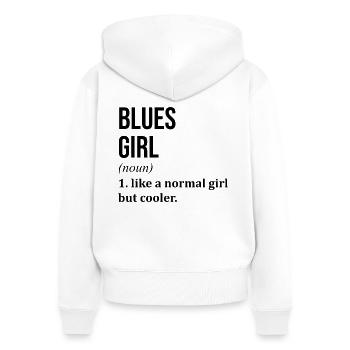 blues - Sweat à capuche zippé Premium bio Femme - blanc - Dos - AI Model Female 172 light (172cm)