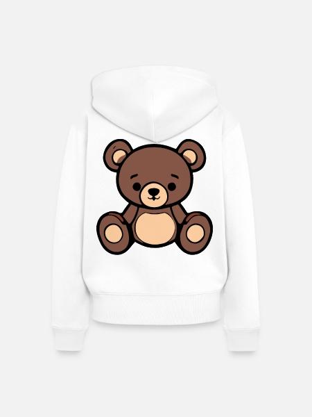 Kuschelbär Illustration - Frauen Premium Bio Zip Hoodie - Weiß