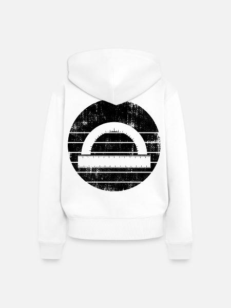Winkelmesser Lineal - Frauen Premium Bio Zip Hoodie - Weiß
