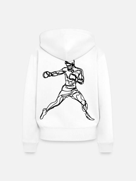 Boxen Zeichnung - Frauen Premium Bio Zip Hoodie - Weiß