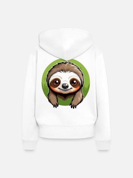 Lazy Tree Sloth - Frauen Premium Bio Zip Hoodie - Weiß