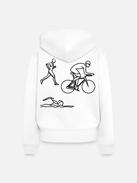 Triathlon Skizze - Frauen Premium Bio Zip Hoodie - Weiß