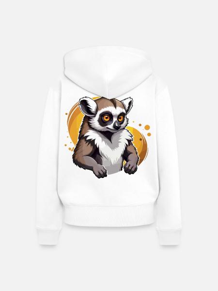 Starker Lemur - Frauen Premium Bio Zip Hoodie - Weiß