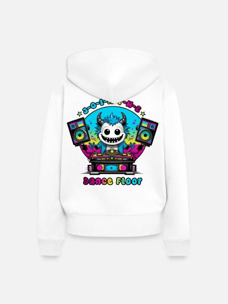 Disco Monster - Frauen Premium Bio Zip Hoodie - Weiß