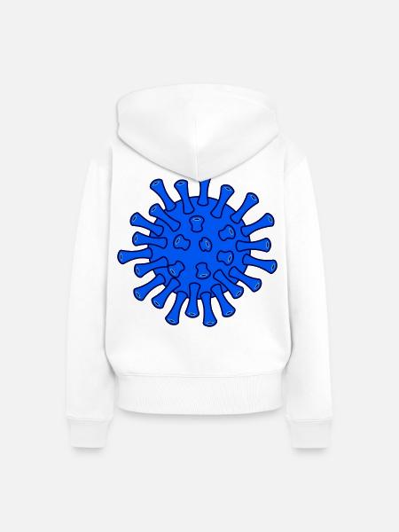 Blaues Covid-Molekül Illustration - Frauen Premium Bio Zip Hoodie - Weiß