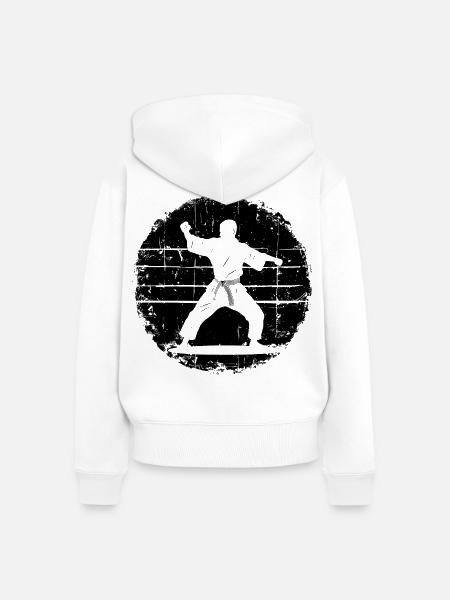 Karateka Skizze - Frauen Premium Bio Zip Hoodie - Weiß