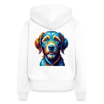 Fauve De Bretagne Dog Breed Cartoon Kawaii - Women's Premium Organic Zip Hoodie - white - Back - AI Model Female 172 light (172cm)