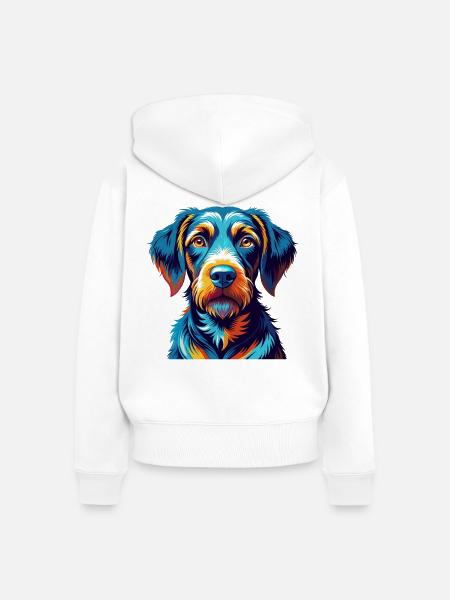 Pudelpointer Hunderasse Bunte Karikatur Kawaii - Frauen Premium Bio Zip Hoodie - Weiß