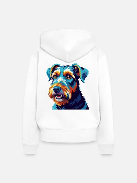 Airedale Terrier Hunderasse Bunte Karikatur Kawaii - Frauen Premium Bio Zip Hoodie - Weiß