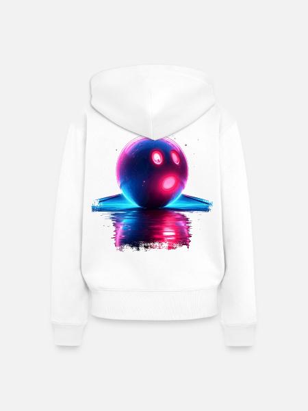 Bowling Retrowave - Frauen Premium Bio Zip Hoodie - Weiß