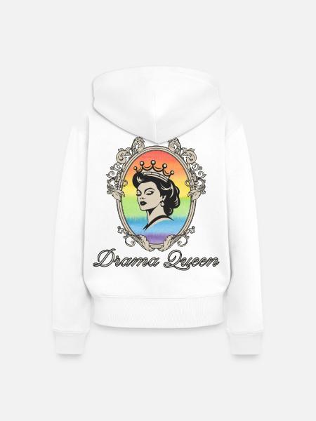 Drama Queen Regenbogenkrone - Frauen Premium Bio Zip Hoodie - Weiß