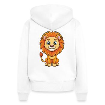Lion Mignon Personnage De Dessin Animé Kawaii Clipart - Sweat à capuche zippé Premium bio Femme - blanc - Dos - AI Model Female 172 light (172cm)