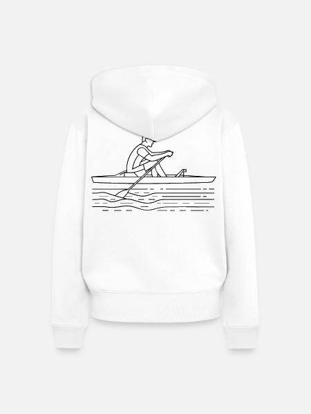 Ruderer Zeichnung - Frauen Premium Bio Zip Hoodie - Weiß