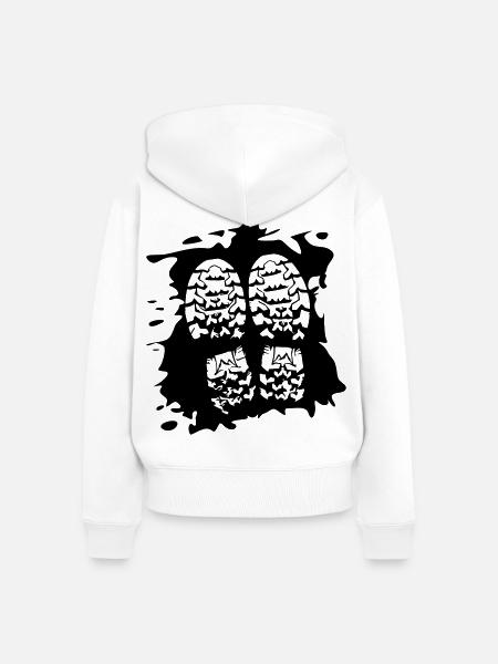 Twin Trails - Schuhprints [Schwarz] - Frauen Premium Bio Zip Hoodie - Weiß