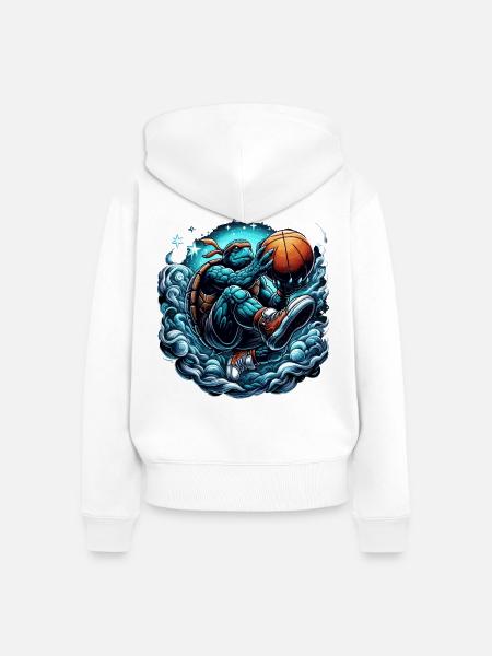 Basketball Schildkröte Dunking Geschenk - Frauen Premium Bio Zip Hoodie - Weiß