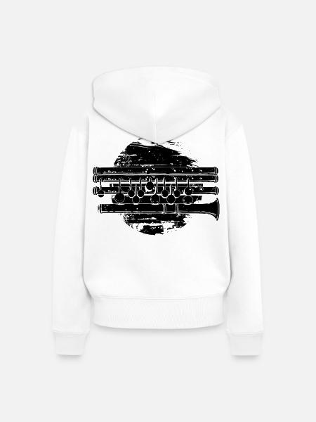 Flöte - Frauen Premium Bio Zip Hoodie - Weiß